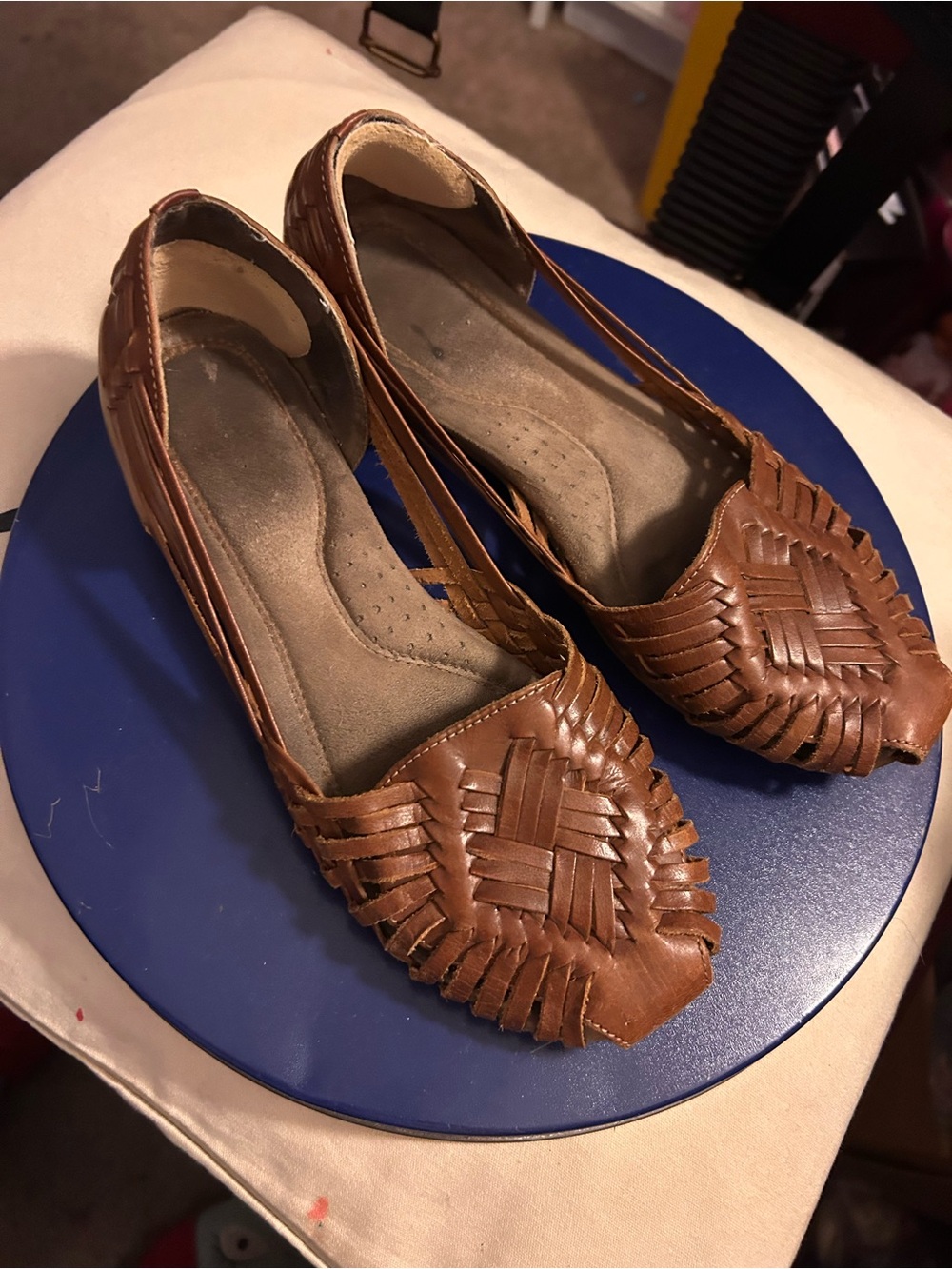 Natural Soul Brown Woven Leather Flats 7.5